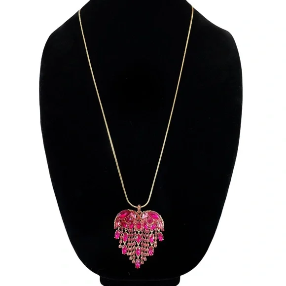 SOLD Betsey Johnson Breaking Hearts Fringe Pendant Necklace - Picture 3 of 4